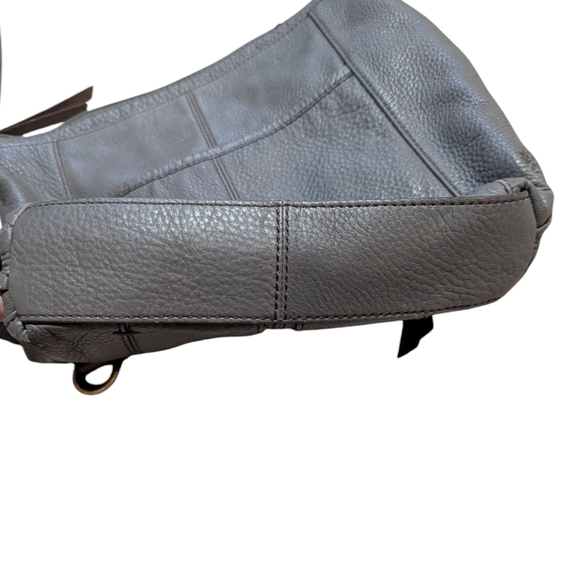 Fossil Morgan Crossbody Traveler Bag Grey Brown Leather Soft Purse - Picture 7 of 11